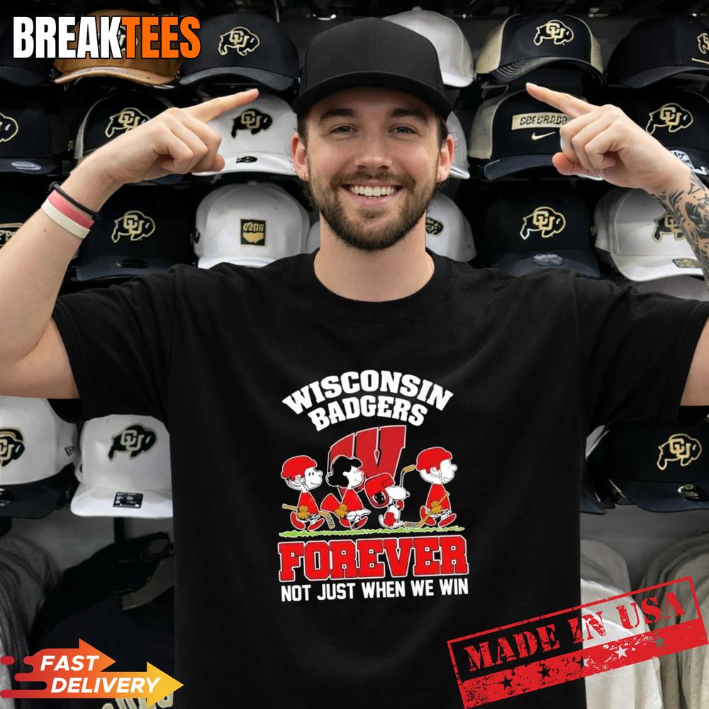Peanuts Snoopy and Friends x Wisconsin Badgers Hockey Forever T-Shirt