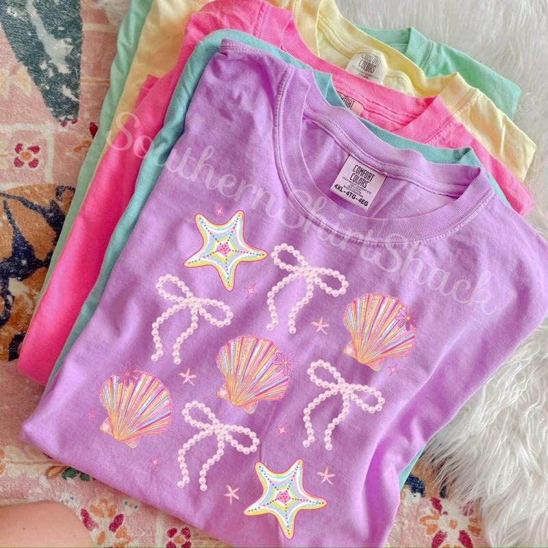 Pearls Starfish And Shells t shirt  | neon violet  comfort colors t shirt Hoodie, Sweatshirt | UrbanDripWear.com