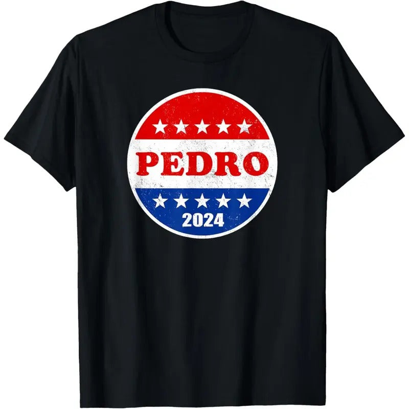 Pedro 2024 Red White and Blue Voter Button Funny Political T-Shirt made in usa Hoodie, Sweatshirt | UrbanDripWear.com