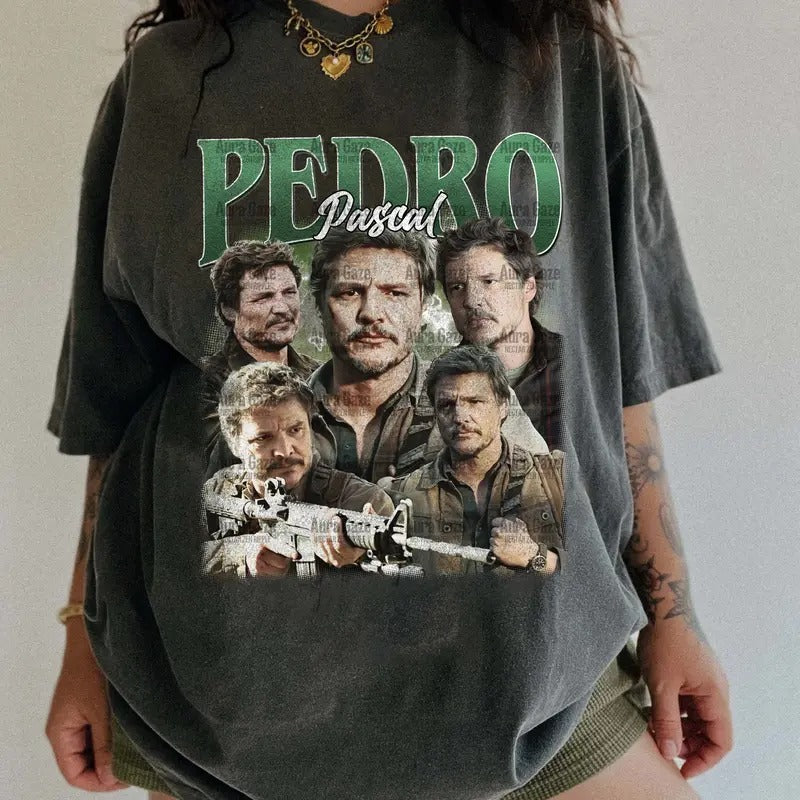 Pedro Pascal Joel Miller Comfort Colors Unisex Tshirt For Fan, The Last of Us 2 Pedro Pascal 90s Retro Bootleg Shirt, Fan Merch Celebrity Crush Top