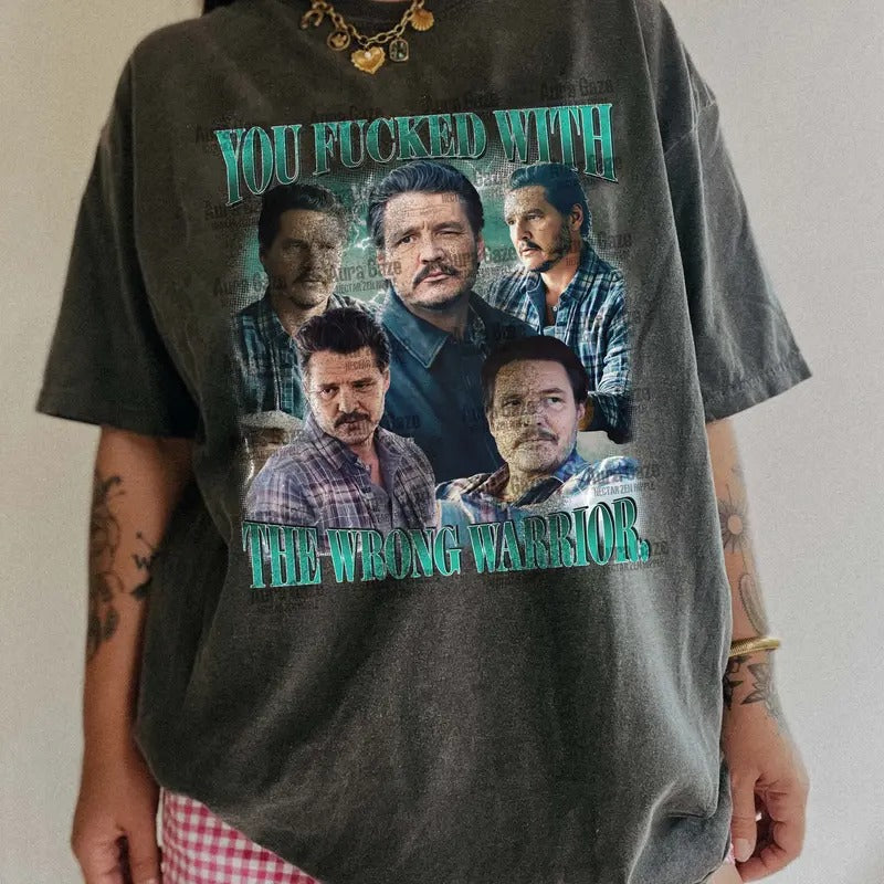 Pedro Pascal You F With The Wrong Warrior Comfort Colors Unisex Tshirt For Fan, Freaky Tales 90s Retro Movie Bootleg...