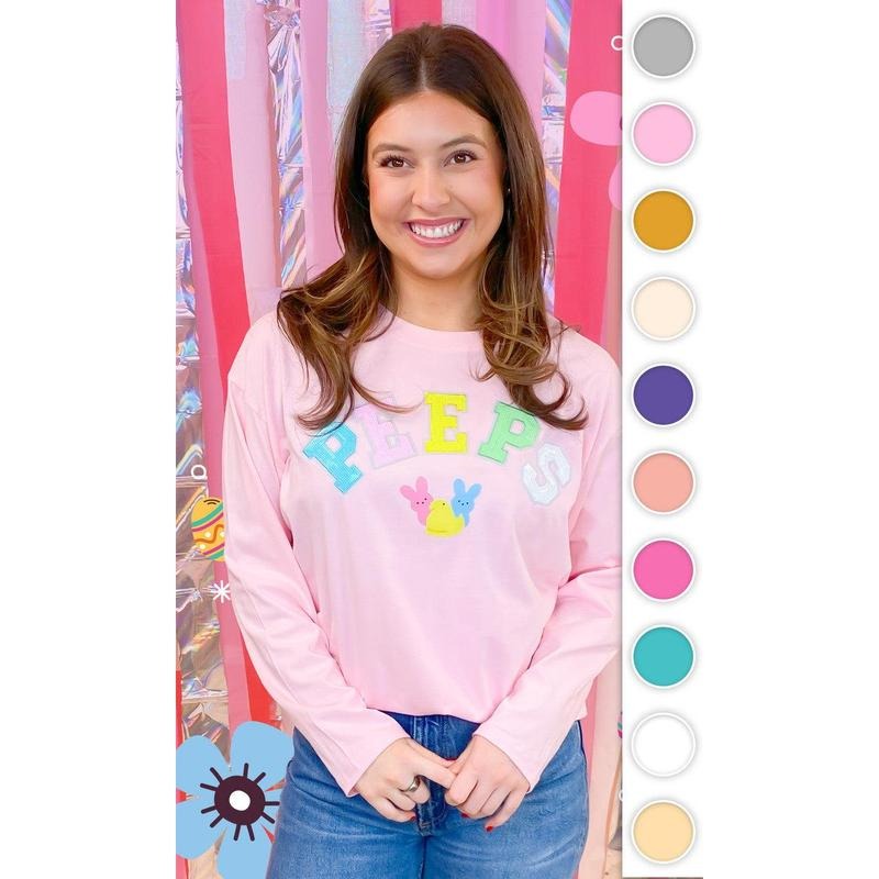 Peeps Sequin Easter Graphic Long Sleeve T-Shirt Hoodie, Sweatshirt | UrbanDripWear.com