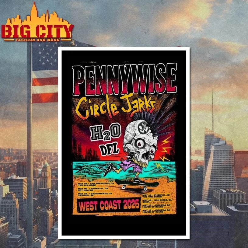 Pennywise And Circle Jerks West Coast 2026 Tour Poster T-shirt
