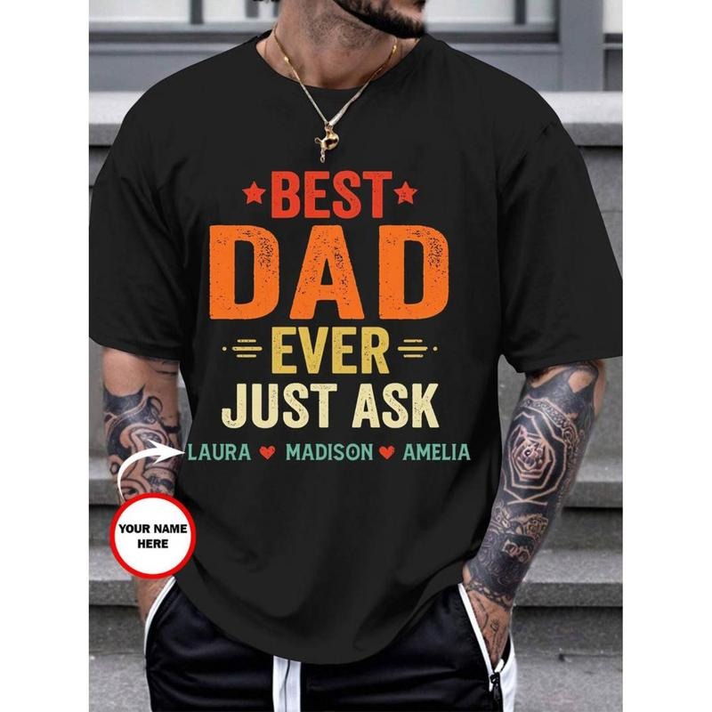 Personalized Dad T-Shirt for Daddy 100% Cotton Men'S T-Shirts - Create Your Own T-shirt Comfy Menswear Hoodie, Sweatshirt