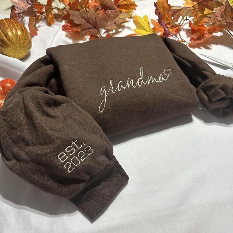 Personalized Grandma embroidered sweatshirt, Casual Grandma personalized crewneck T-Shirts, Hoodie | UrbanDripWear.com