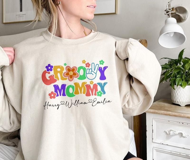 Personalized Groovy Mommy Shirt, Retro Shirt Best Price Hoodie, Sweatshirt | UrbanDripWear.com