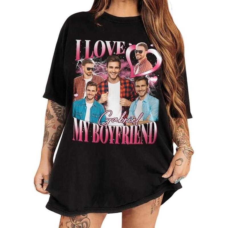 Personalized I Love My Girlfriend Shirt with Custom Photo Menswear Top Hoodie, Sweatshirt | UrbanDripWear.com
