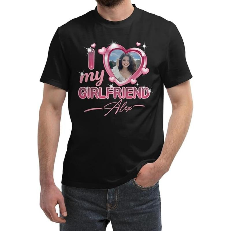 Personalized I Love My Girlfriend Shirt with Custom Photo, I Heart My Girlfriend Shirt, Gift for Her, Couple, Girlfriend...