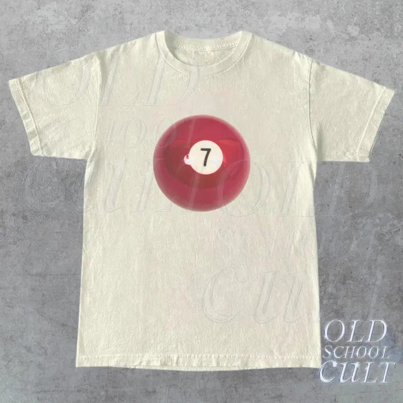 Personalized Vintage Cherry 7 Ball 90s Graphic T-Shirt, Retro Billard Lovers Oversized Shirt, Y2k Lucky Shirt, Cool 2000s...