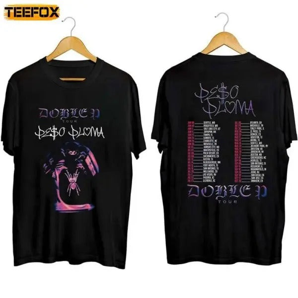 Peso Pluma Doble P Tour 2023 Double Sided Short-Sleeve T-Shirt Hoodie, Sweatshirt | UrbanDripWear.com