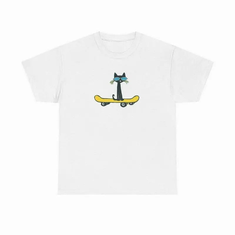 Pete The Cat On Skateboard T-Shirt Cotton Tshirt, Uniex Cotton Shirt Hoodie, Sweatshirt | UrbanDripWear.com