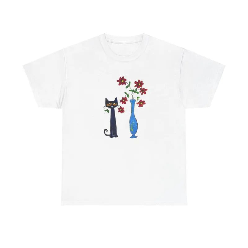 Pete the Cat Floral Shirt, Cute Cat Graphic Tee, Casual Art T-Shirt Hoodie, Sweatshirt | UrbanDripWear.com