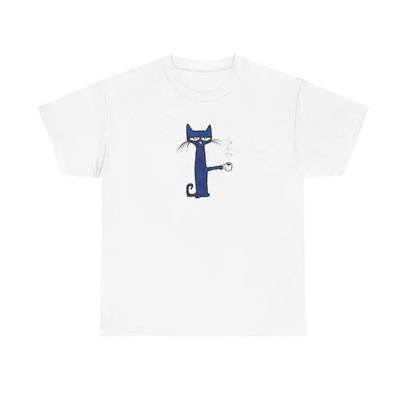 Pete the Cat coffee shirt, Cat & Coffee Tee, Cozy Casual Gift Hoodie, Sweatshirt | UrbanDripWear.com