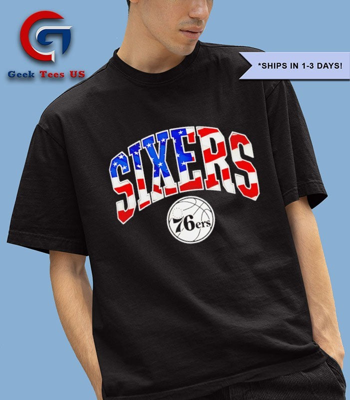 Philadelphia 76ers Sixers American flag NBA Basketball T-shirt