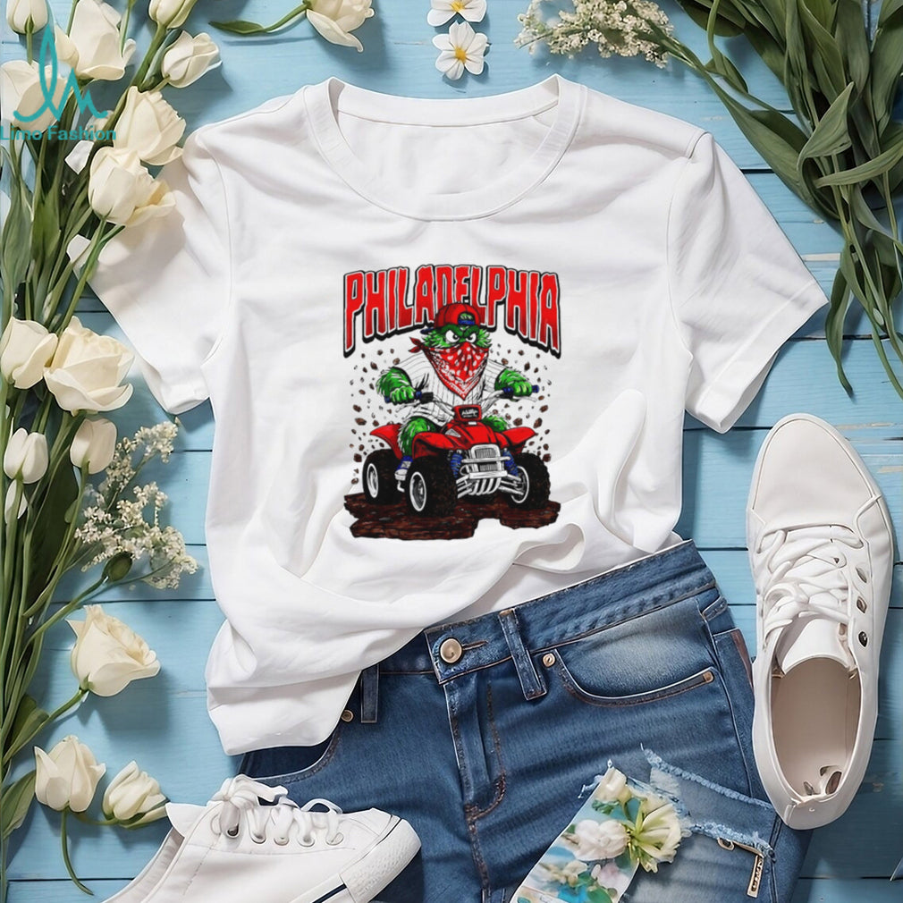Philadelphia Phillies Gritty Mascot Riding ATV Red Quad T Shirt
