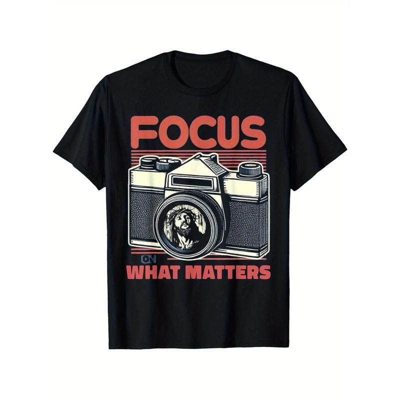 Photography Women Focus On What Matters Jesus Christian T-Shirt, Suitable for  personality casual round neck outdoor...