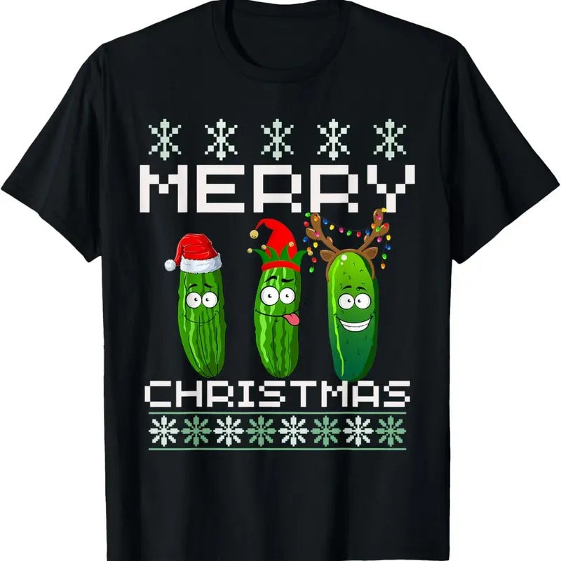 Pickle Lover Xmas Lighting Santa Ugly Pickle Christmas T-Shirt Hoodie, Sweatshirt | UrbanDripWear.com