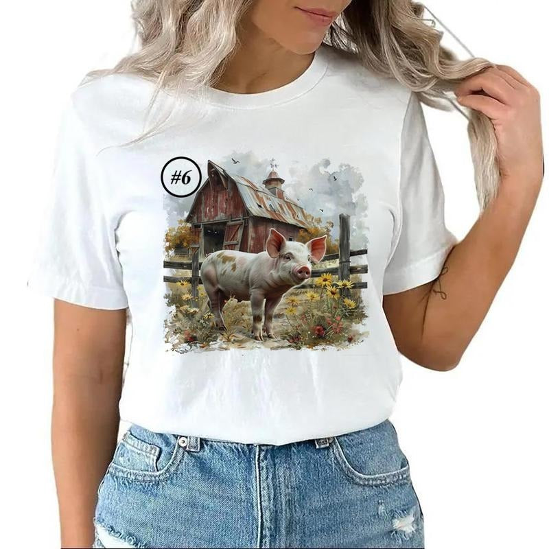 Pig cute Farm Animals Unisex T-shirt Sweatshirt Hoodie Design all #wq 1 | UrbanDripWear.com