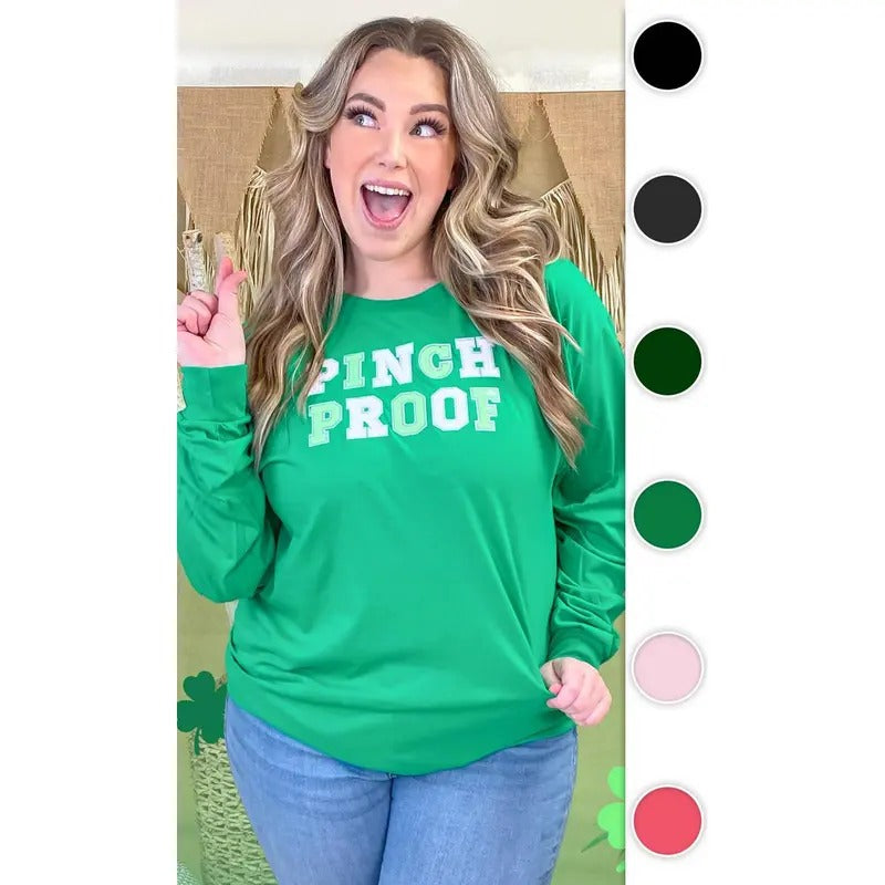 Pinch Proof St Patricks Day Sequin Graphic Long Sleeve Shirt Hoodie, Sweatshirt | UrbanDripWear.com