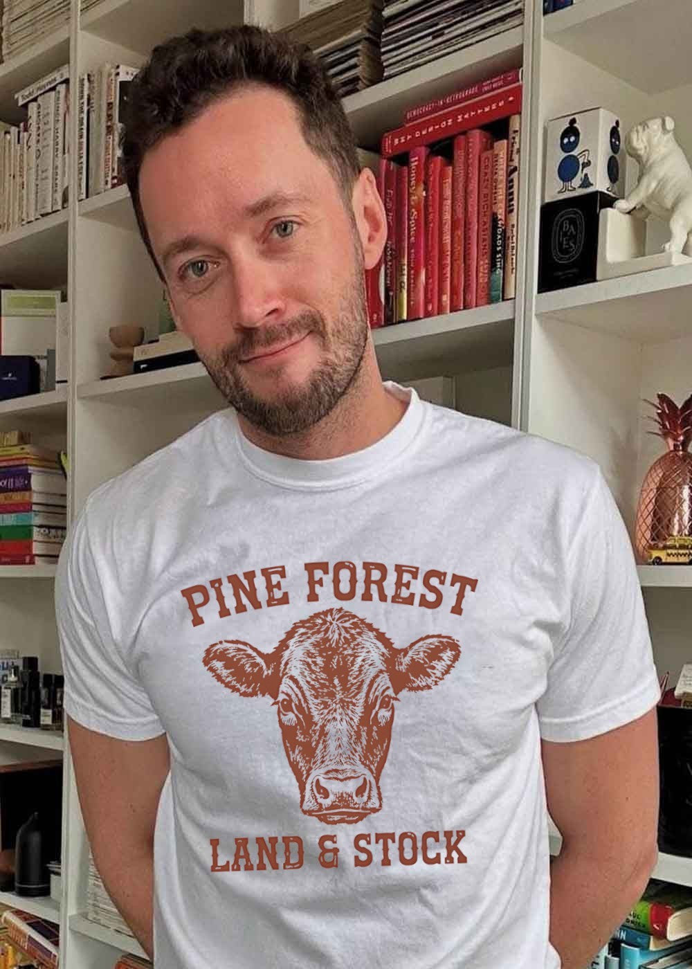 Pine Forest Land & Stock Cow T-Shirt