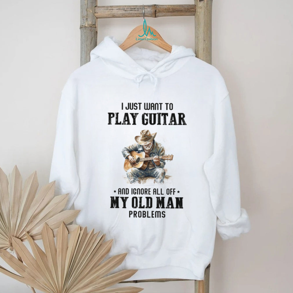 Play Guitar Old Man Problems Shirt Vintage Cowboy Acoustic Guitarist T shirt
