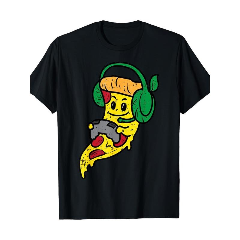 Player Pizza video game Fun food 100% cotton T-shirt Made in USA Hoodie, Sweatshirt | UrbanDripWear.com