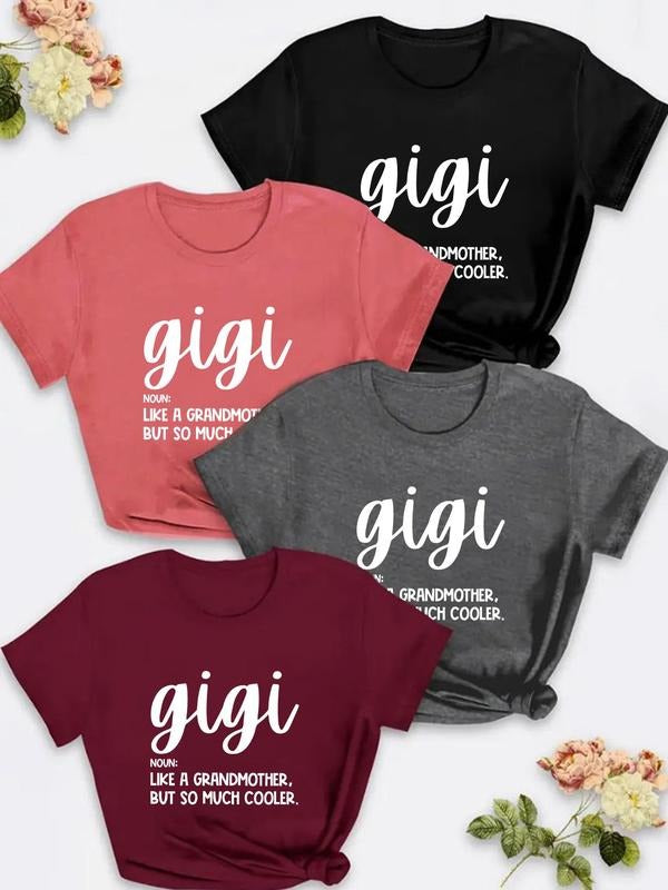 Plus Letter Print Round Neck Tee, Casual Short Sleeve T-Shirt for Summer, Women's Plus Clothing for Daily Wear Hoodie,...