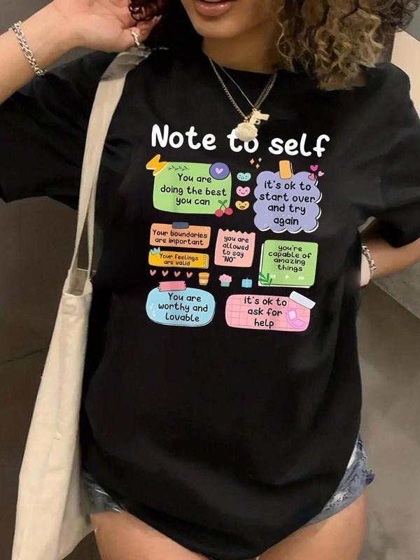 Plus Size Cartoon Slogan Graphic Round Neck Tee, Casual Short Sleeve T-shirt, Women's Plus Clothing for Summer Daily Wear...
