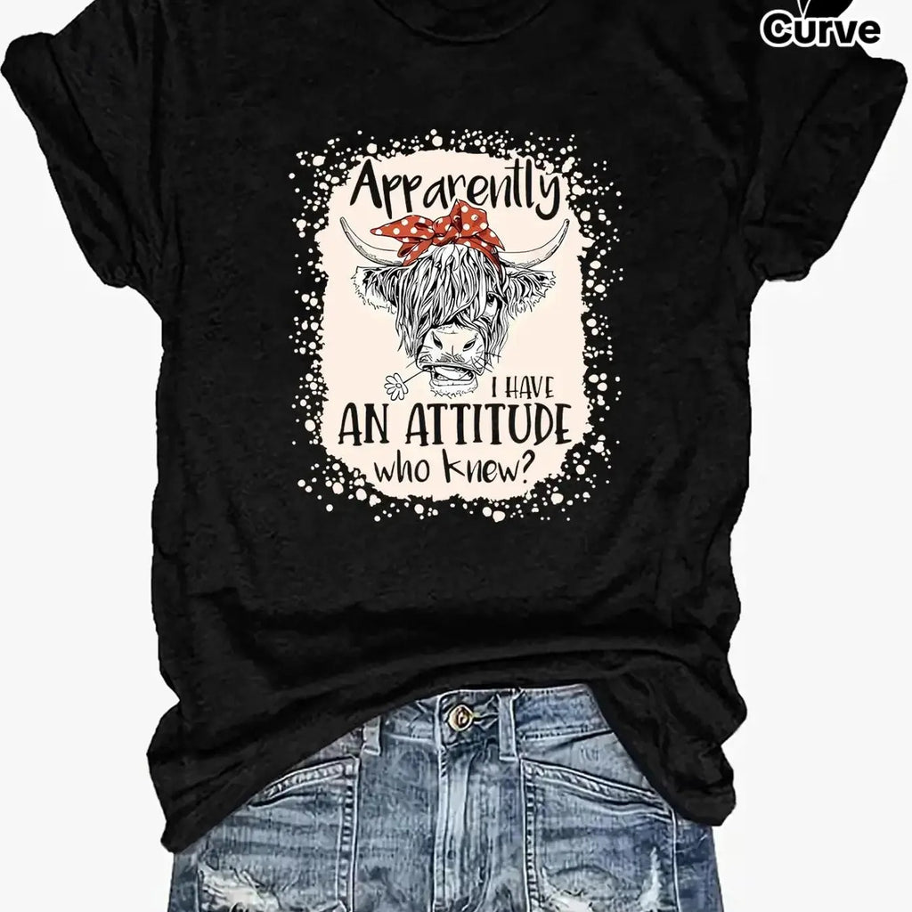 Plus Size Graphic Round Neck Tee, Fashion Casual Crew Neck Short Sleeve T-Shirt for Daily Outdoor Wear, Women Plus...