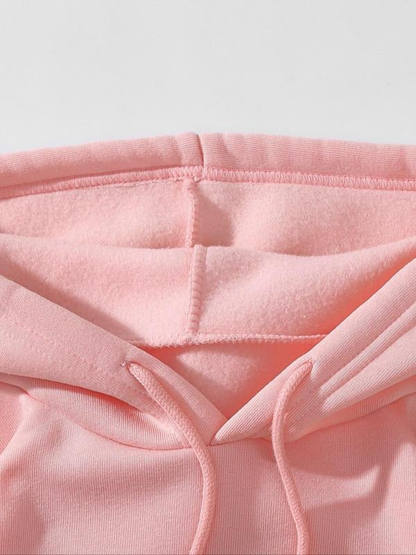 Plus Size Heart & Letter Print Drop Shoulder Hoodie, Casual Long Sleeve Drawstring Pocket Hooded Sweatshirt, Women Plus...