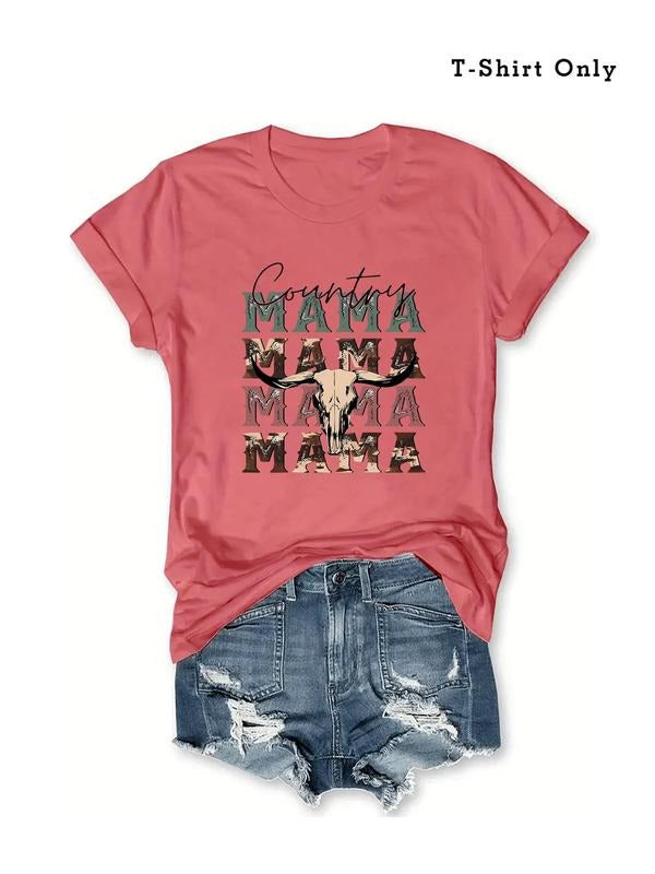 Plus Size Letter & Cow Print Round Neck Tee, Fashion Casual Short Sleeve T-shirt for Daily Outdoor Wear, Women Plus...