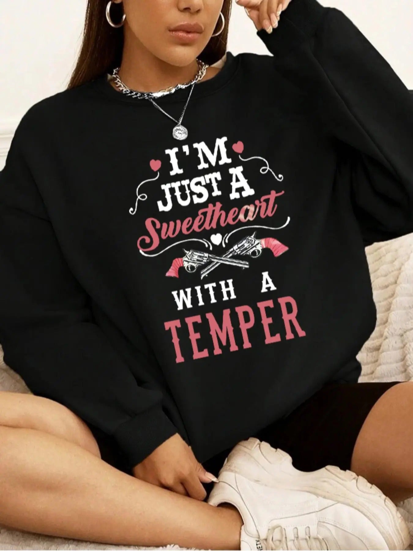 Plus Size Letter Print Drop Shoulder Sweatshirt, Casual Long Sleeve Round Neck Pullover for Women, Women's Plus Clothing...