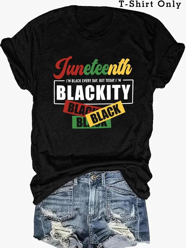 Plus Size Letter Print Round Neck Graphic Tee, Fashion Casual Short Sleeve T-shirt for Daily Outdoor Wear, Women Plus...