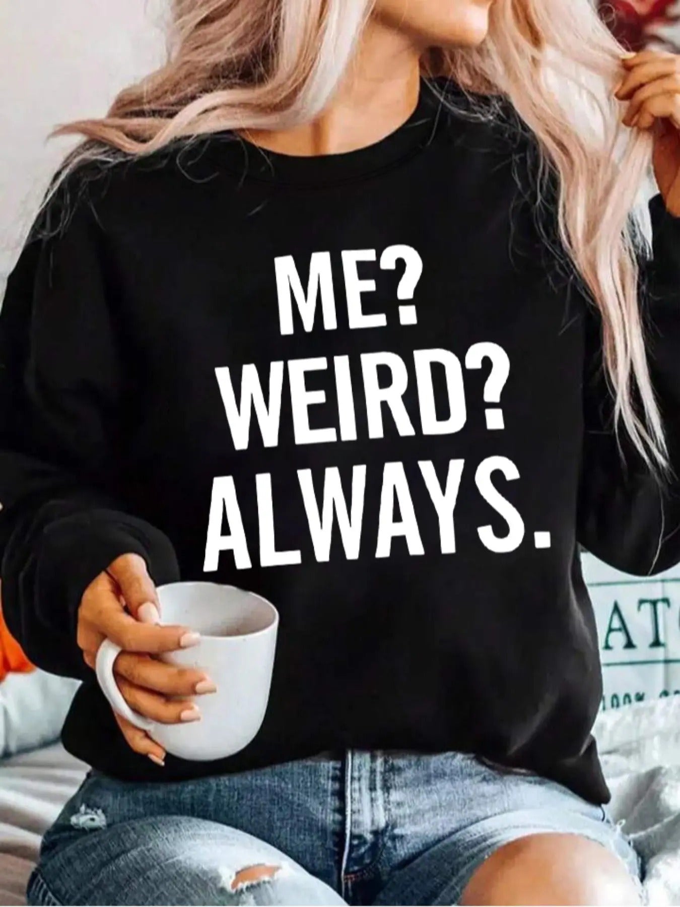 Plus Size Letter Print Round Neck Sweatshirt, Casual Long Sleeve Crew Neck Pullover for Women, Women's Plus Clothing for...