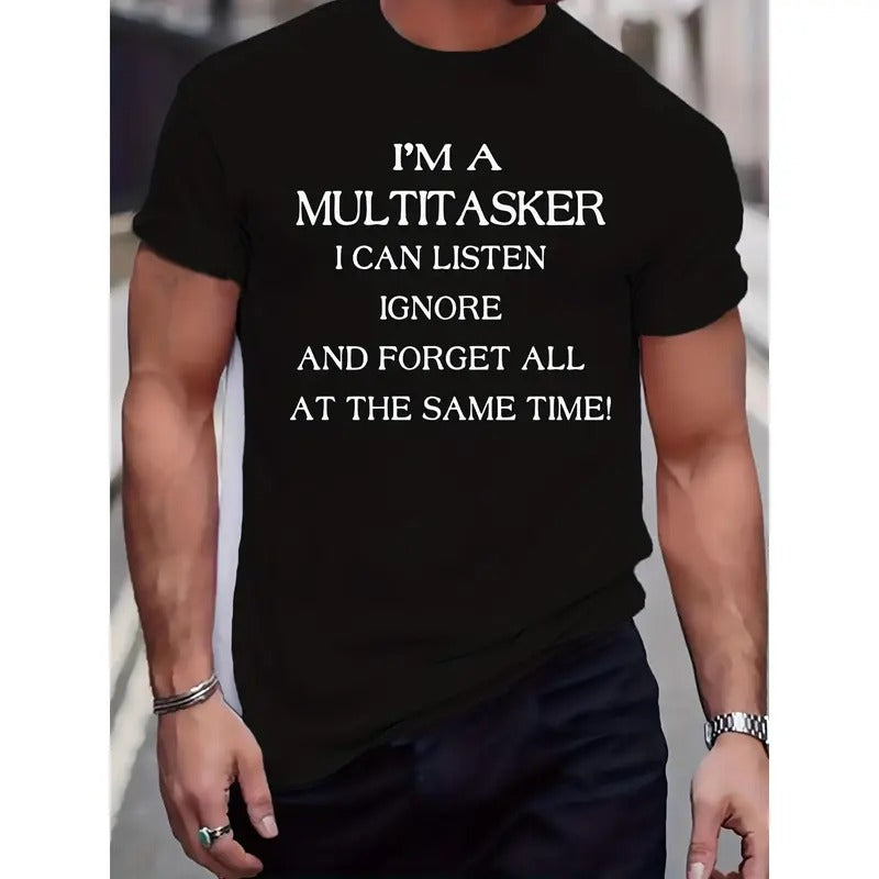 Plus Size Mens Graphic Tees - Hilarious Letter Designs, Oversized Casual Fit for Summer Fitness & Leisure - Trendy...