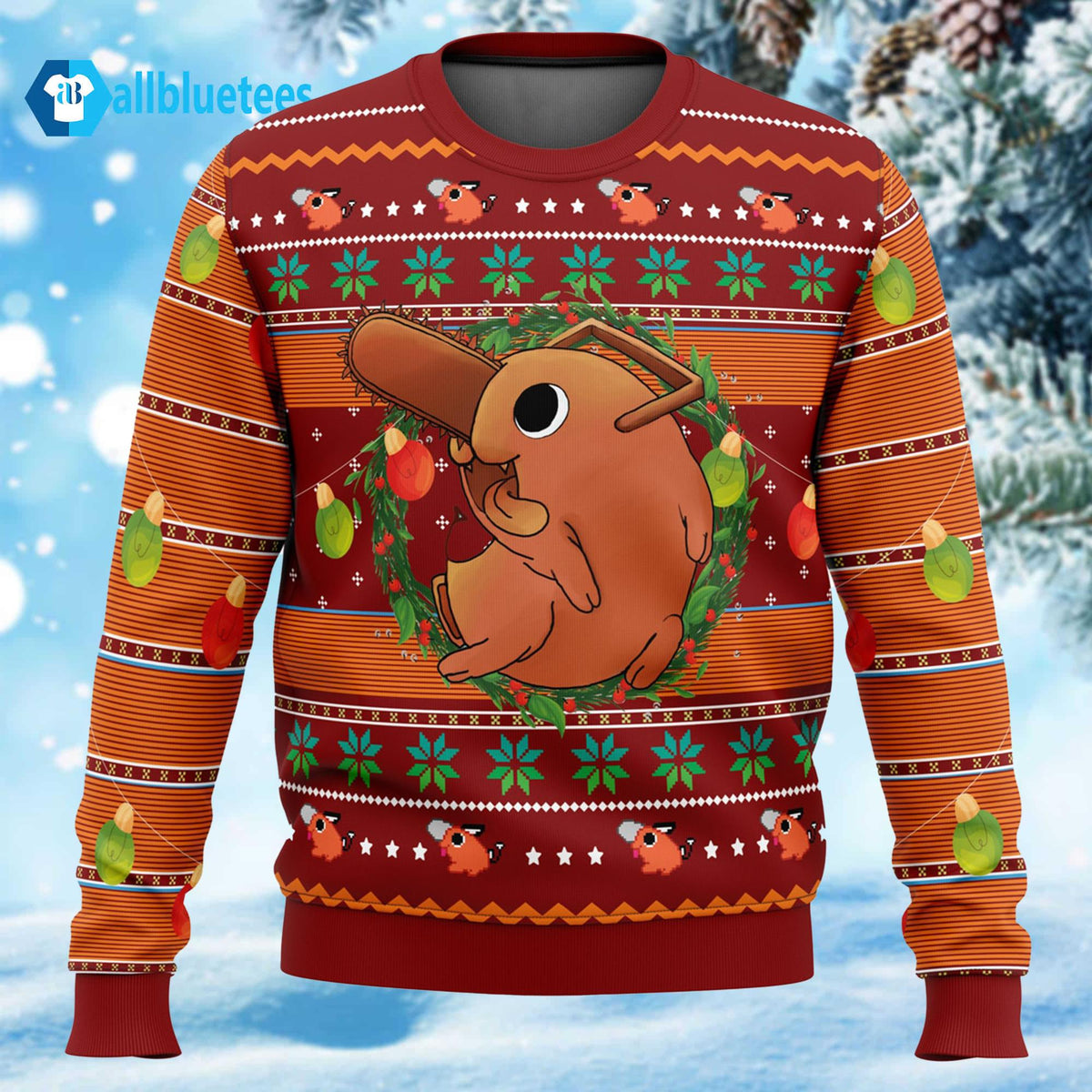 Pochita Chainsaw Man Ugly Christmas Sweater