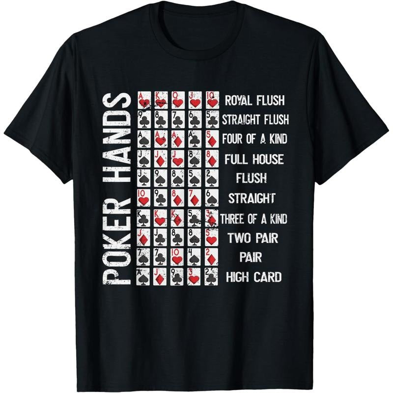 Poker Hands Cheat Sheet Card Casino Games Funny Player Gift T-Shirt made in usa Hoodie, Sweatshirt | UrbanDripWear.com