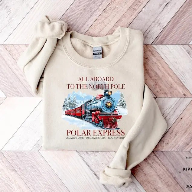 Polar Express Christmas Sweatshirt, Polar Express Ticket Hoodie, Christmas Holiday Sweater, Retro Christmas Sweatshirt,...