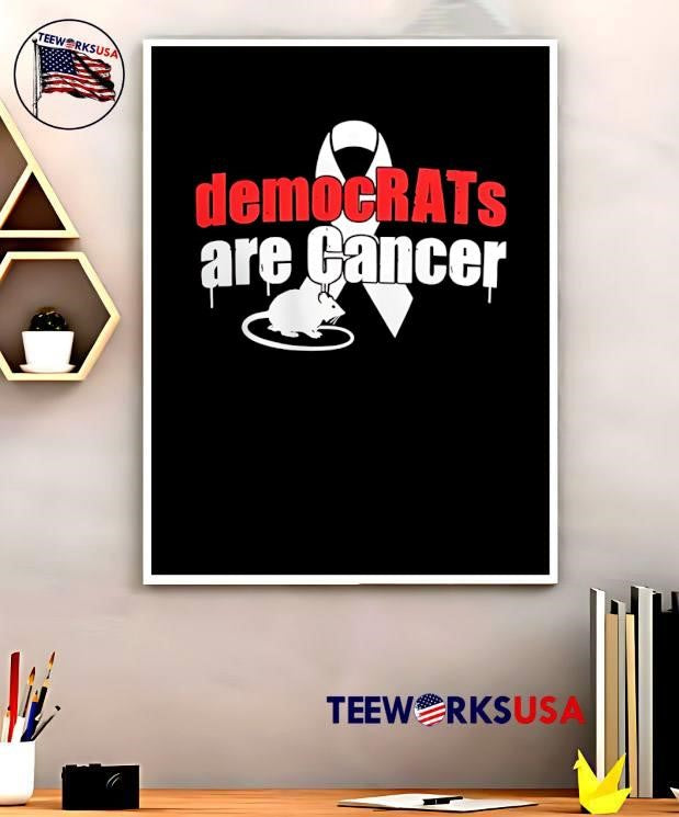 Political Apparel DemocRATS Are Cancer White Awareness Ribbon T-Shirt