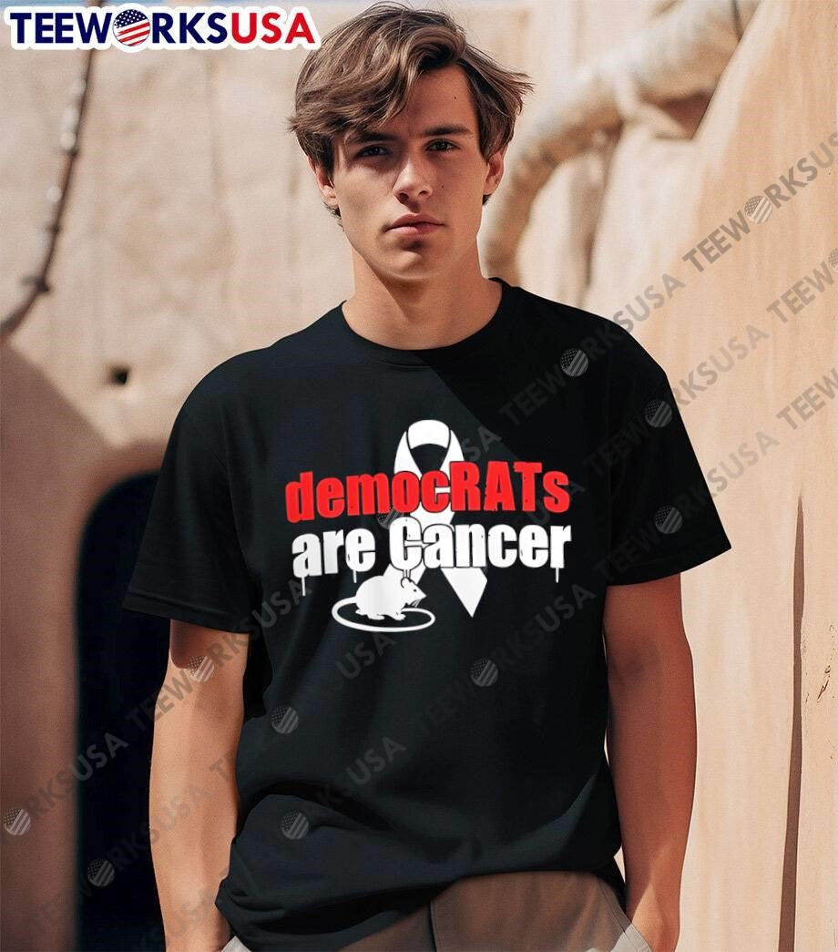 Political Apparel DemocRATS Are Cancer White Awareness Ribbon T-Shirt