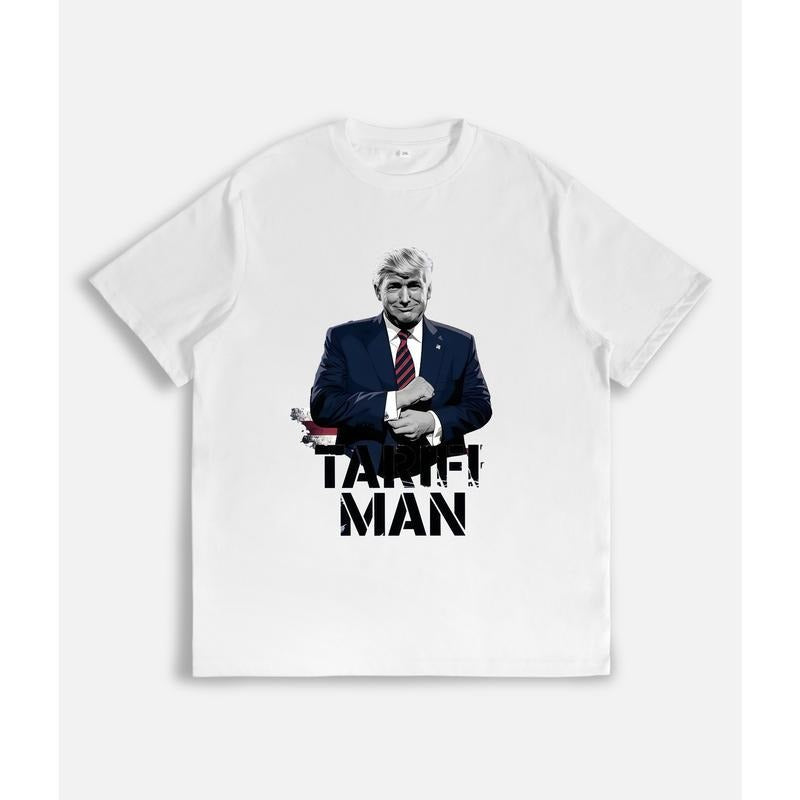 Political Figure - Inspired T - Shirt with "Tariff Man" Slogan and Portrait Graphic Hoodie, Sweatshirt | UrbanDripWear.com
