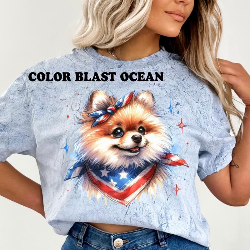 Pomeranian Patriotic Dog Shirt ~ Unisex Apparel Relaxed Fit Printed In The USA Clothing Womenswear Casual Comfort Cotton...