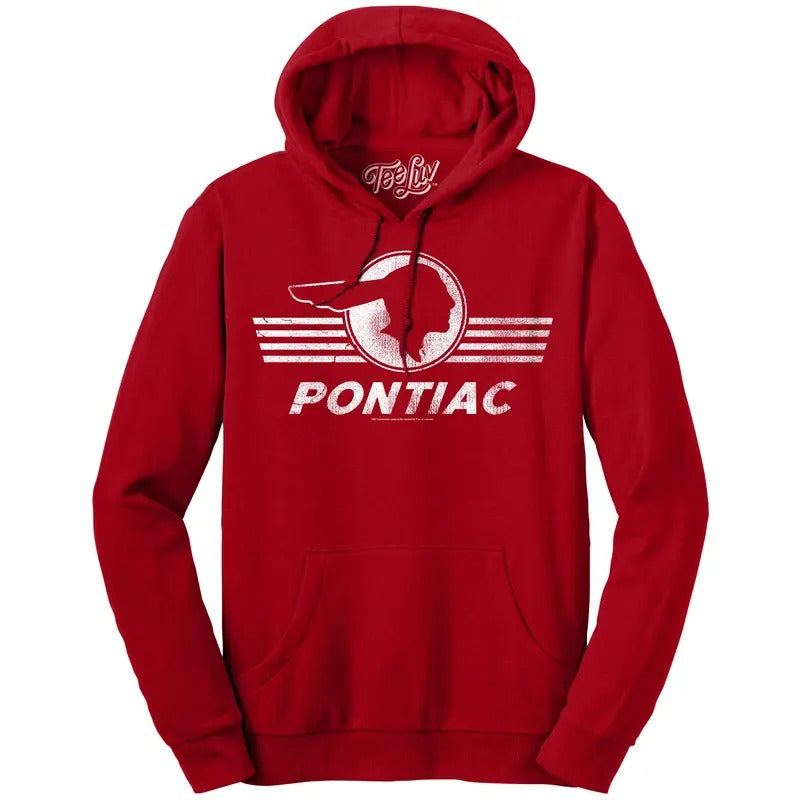 Pontiac Logo Hooded Sweatshirt - Red T-Shirts, Hoodie | UrbanDripWear.com