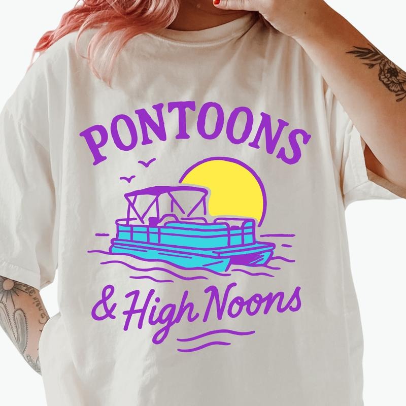 Pontoons Summer Graphic T-shirt, vintage graphic shirt Casual Oversized Cotton Shirt for the Comfort Fabric Top...