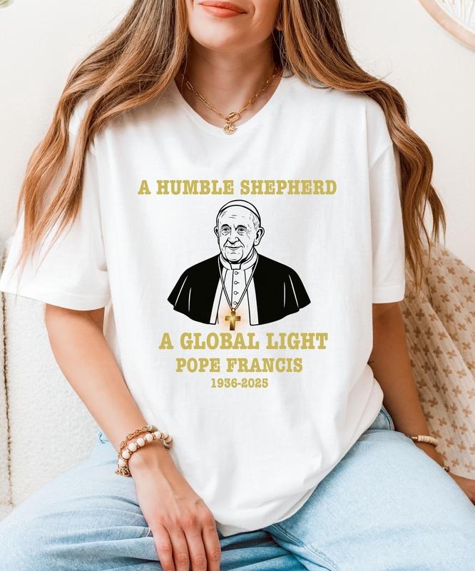 Pope Francis Shirt Catholic Memorial TShirt  Pure Cotton Fabric Casual Streetstyle Crew Neck Short Sleeve T-Shirt Trendy...