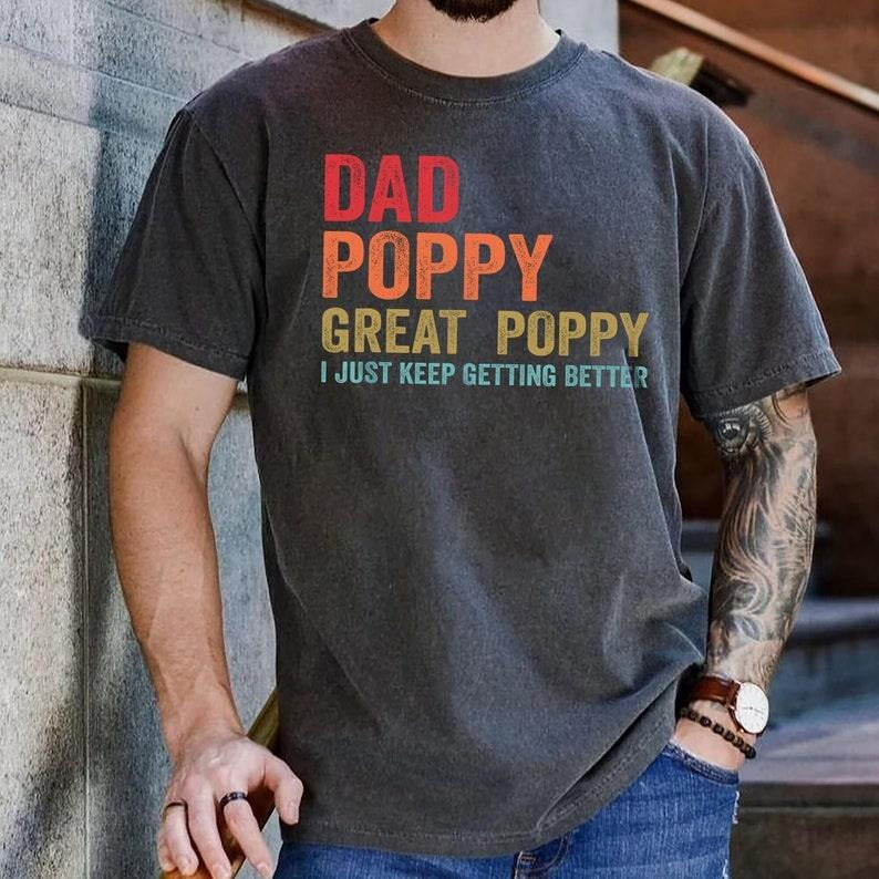 Poppy Shirt, dad Poppy The Man The Myth The Legend T-Shirt, Poppy Gift Ideas for Birthday, Father's Day, Baby...