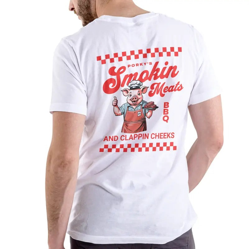 Porky's BBQ Smokin Meats and Clappin Cheeks T Shirt Breathable Casual Hoodie, Sweatshirt | UrbanDripWear.com