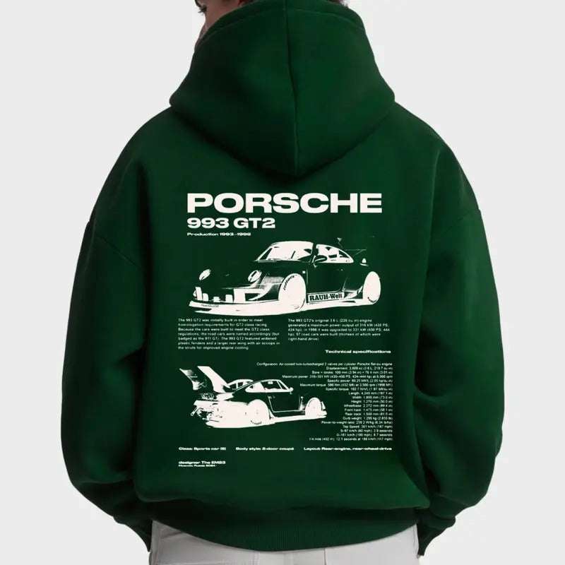 Porsche 993 GT2 Hoodie, Unisex, Menswear, Street Racing Shirt, Car Hoodie, Boyfriend Gift Sweatshirt | UrbanDripWear.com