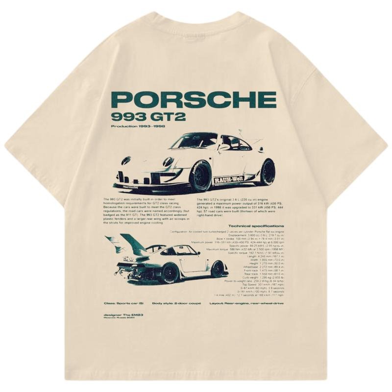 Porsche 993 GT2 T-shirt Light, Car Enthusiast Shirt, Car Clothing Hoodie, Sweatshirt | UrbanDripWear.com
