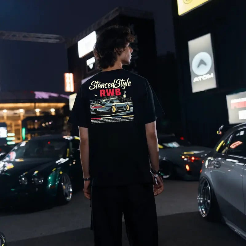Porsche Stanced Style T-shirt, Hoodie, Sweater, Car Enthusiast Shirt, Car Clothing, Unisex Classic Cotton Sweatshirt